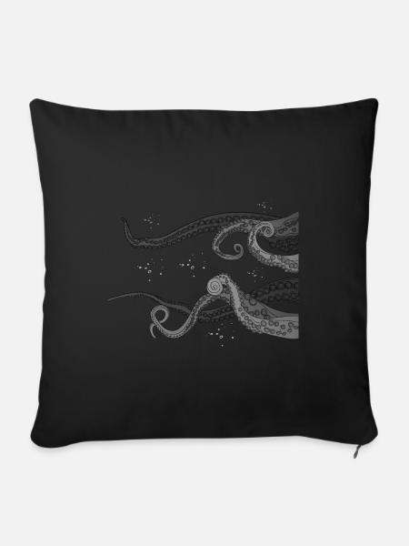 Oktopus Kunst Tintenfisch Polyp Ozean - Sofakissenbezug 45 x 45 cm - Schwarz