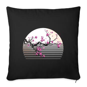 Cherry Blossom Japanese Retro Tree Sakura - Sofa pillowcase 17,3'' x 17,3'' (45 x 45 cm) - black - Front