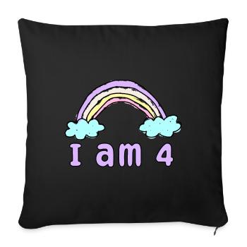 Gift 4 years Birthday I am 4 years old - Sofa pillowcase 17,3'' x 17,3'' (45 x 45 cm) - black - Front