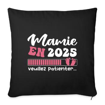 Mamie en 2025 | Cadeau future mamie 2025 Cadeau - Housse de coussin décorative 45 x 45 cm - noir - Devant