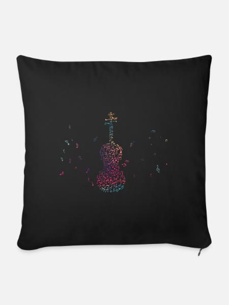 Bunter Geige Musikalische Noten Streichinstrument - Sofakissenbezug 45 x 45 cm - Schwarz