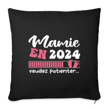 Mamie en 2024 | Cadeau future mamie 2024 Cadeau - Housse de coussin décorative 45 x 45 cm - noir - Devant
