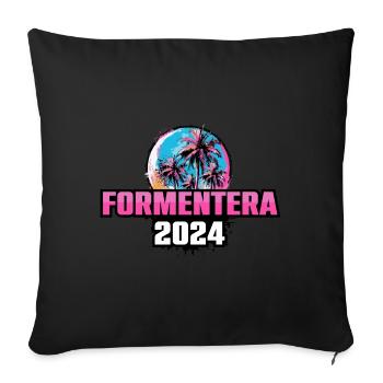 Palmiers Formentera 2024 - Housse de coussin décorative 45 x 45 cm - noir - Devant