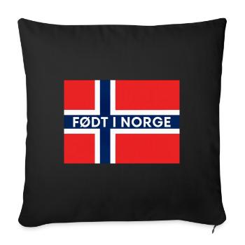 Drapeau norvégien – Né en Norvège - Housse de coussin décorative 45 x 45 cm - noir - Devant