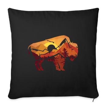 Nature Panorama - Buffalo - Sunset - Hiking - - Sofa pillowcase 17,3'' x 17,3'' (45 x 45 cm) - black - Front