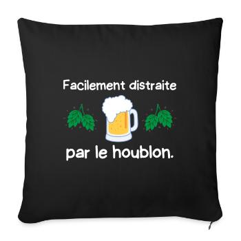 facilement distraite par le houblon - Housse de coussin décorative 45 x 45 cm - noir - Devant