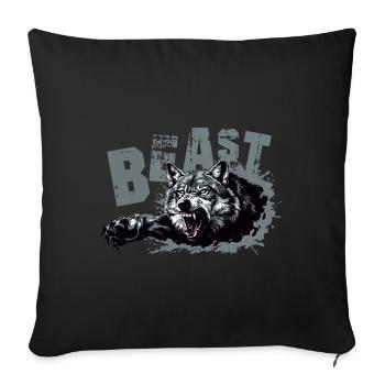 Loup bête - Housse de coussin décorative 45 x 45 cm - noir - Devant