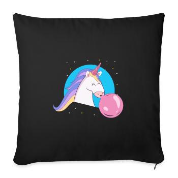 Licorne avec bulle bubble-gum - Housse de coussin décorative 45 x 45 cm - noir - Devant