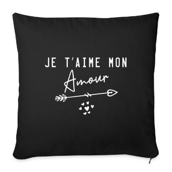 je t'aime mon amour avec un coeur - Housse de coussin décorative 45 x 45 cm - noir - Devant