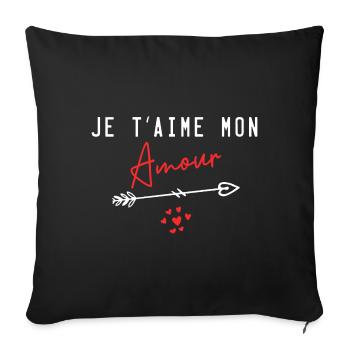 je t'aime mon amour avec un coeur - Housse de coussin décorative 45 x 45 cm - noir - Devant