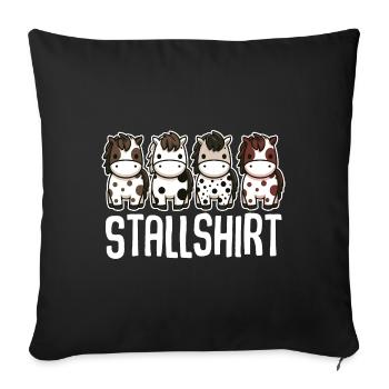Pferde Stall Geschenk Gbeurtstag Reiten - Sofakissenbezug 45 x 45 cm - Schwarz - Vorne