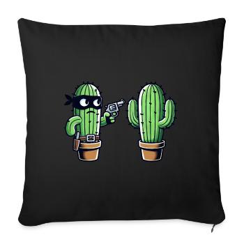 Funny Cactus Wild West Raid - Sofa pillowcase 17,3'' x 17,3'' (45 x 45 cm) - black - Front