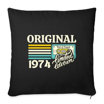 Cassette 50ème Anniversaire Août 1974 Millésime - Housse de coussin décorative 45 x 45 cm - noir - Devant