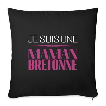 Incroyable maman bretonne ! cadeau maman bretonne - Housse de coussin décorative 45 x 45 cm - noir - Devant