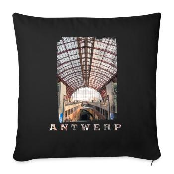 Antwerp | Central Station - Sofa pillowcase 17,3'' x 17,3'' (45 x 45 cm) - black - Front
