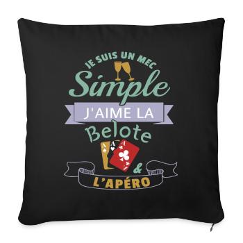 J´aime la belote et l apéro cadeau - Housse de coussin décorative 45 x 45 cm - noir - Devant