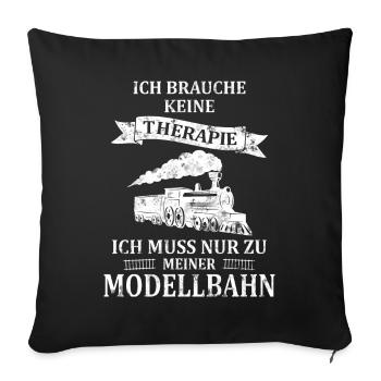 Spruch Modellbahn H0 Eisenbahner lustig - Sofakissenbezug 45 x 45 cm - Schwarz - Vorne