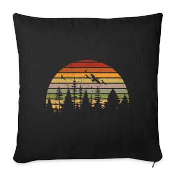 Retro Forest Randonnée en plein air Nature - Housse de coussin décorative 45 x 45 cm - noir - Devant
