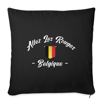 allez les diables Rouge. supporter Belgique. - Housse de coussin décorative 45 x 45 cm - noir - Devant