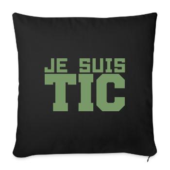 Je Suis TIC -TIC et TAC- TIC TAC Duo Drôle Cadeau - Housse de coussin décorative 45 x 45 cm - noir - Devant