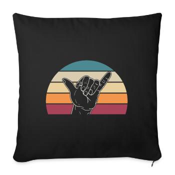 Retro Surfer Hand Shaka Sign Beach Greeting - Sofa pillowcase 17,3'' x 17,3'' (45 x 45 cm) - black - Front