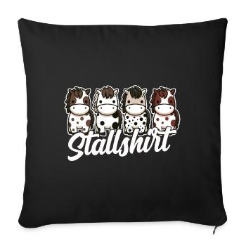 Pferde Stall Geschenk Gbeurtstag Reiten - Sofakissenbezug 45 x 45 cm - Schwarz - Vorne