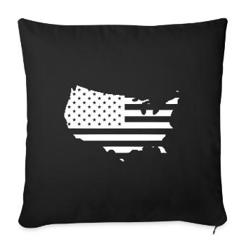 USA flag outline white - Sofa pillowcase 17,3'' x 17,3'' (45 x 45 cm) - black - Front