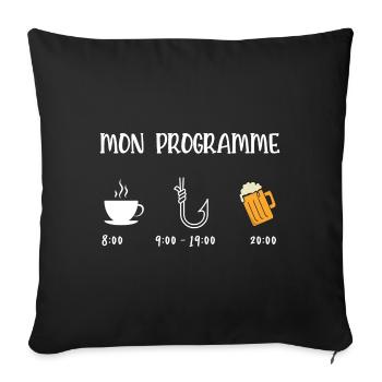 mon programme pêche - Housse de coussin décorative 45 x 45 cm - noir - Devant
