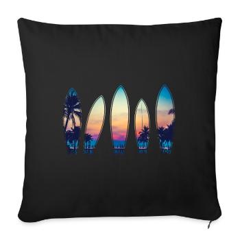Surf vintage plage classique Hawaii Surf surf - Housse de coussin décorative 45 x 45 cm - noir - Devant