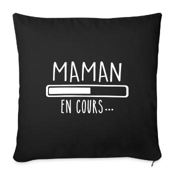 Cadeau Future Maman Chargement En Cours - Housse de coussin décorative 45 x 45 cm - noir - Devant