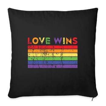L’amour gagne LGBT Gay Transsexuel - Housse de coussin décorative 45 x 45 cm - noir - Devant