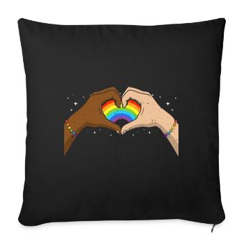 CSD LGBT Hands Shape Rainbow Heart Pride - Sofa pillowcase 17,3'' x 17,3'' (45 x 45 cm) - black - Front