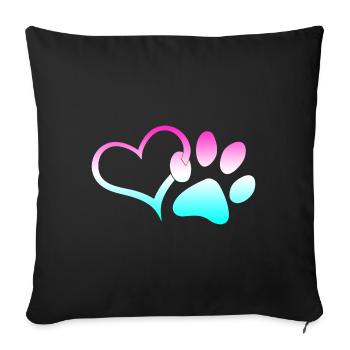 Patte de chien Arc-en-ciel Coeur coloré Sauveteur d’animaux - Housse de coussin décorative 45 x 45 cm - noir - Devant