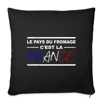 Humour Fromage France Citation - Housse de coussin décorative 45 x 45 cm - noir - Devant