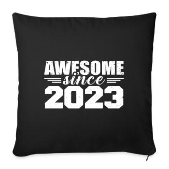 Né en 2023 Vintage Cadeau Anniversaire Rétro 2023 - Housse de coussin décorative 45 x 45 cm - noir - Devant