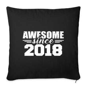 Né en 2018 Vintage Cadeau Anniversaire Rétro 2018 - Housse de coussin décorative 45 x 45 cm - noir - Devant
