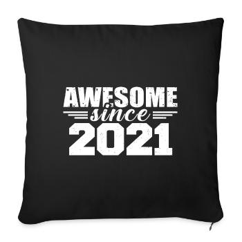 Né en 2021 Vintage Cadeau Anniversaire Rétro 2021 - Housse de coussin décorative 45 x 45 cm - noir - Devant