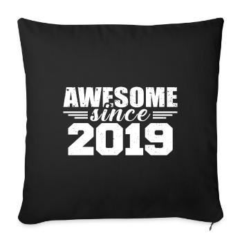 Né en 2019 Vintage Cadeau Anniversaire Rétro 2019 - Housse de coussin décorative 45 x 45 cm - noir - Devant