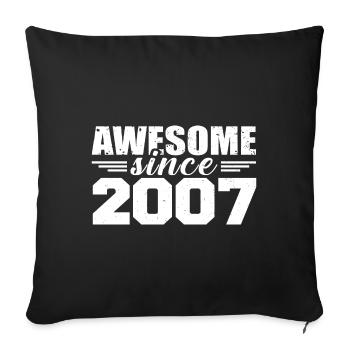 Né en 2007 Vintage Cadeau Anniversaire Rétro 2007 - Housse de coussin décorative 45 x 45 cm - noir - Devant