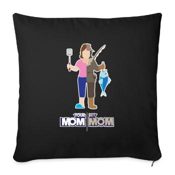 Votre maman ma maman - cadeau de pêcheur drôle de pêcheur - Housse de coussin décorative 45 x 45 cm - noir - Devant