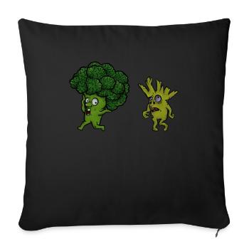Brocoli Zombie - Cadeau végétalien avec monstre végétalien - Housse de coussin décorative 45 x 45 cm - noir - Devant