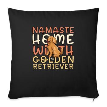 Namaste Home With My Golden Retriever - Dog Owner - Sofa pillowcase 17,3'' x 17,3'' (45 x 45 cm) - black - Front