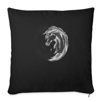 Pferd Yin u. Yang Tai Chi Symbol - nettes Tiergeschenk - Sofakissenbezug 45 x 45 cm - Schwarz - Vorne