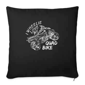J'aime Wheelie mon quad - cadeau drôle de motocross - Housse de coussin décorative 45 x 45 cm - noir - Devant