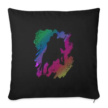 Ferme équestre poney Reterin - Housse de coussin décorative 45 x 45 cm - noir - Devant