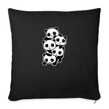 Panda Pile - niedliche & magische Pandas Kawaii Bears - Sofakissenbezug 45 x 45 cm - Schwarz - Vorne