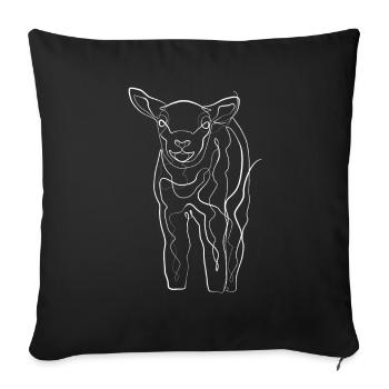 Bergers d’agneau animaux motif - one line drawing - Housse de coussin décorative 45 x 45 cm - noir - Devant