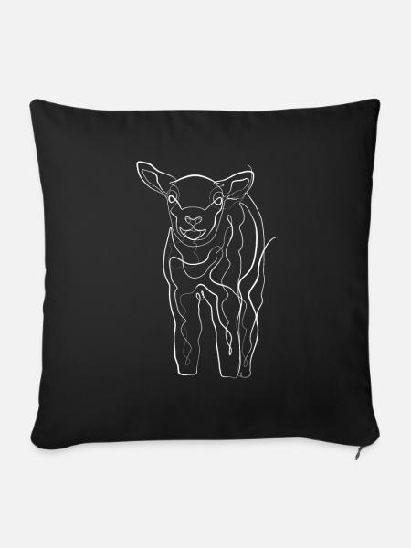 Lamm Hirte Tiermotiv - one line drawing - Sofakissenbezug 45 x 45 cm - Schwarz