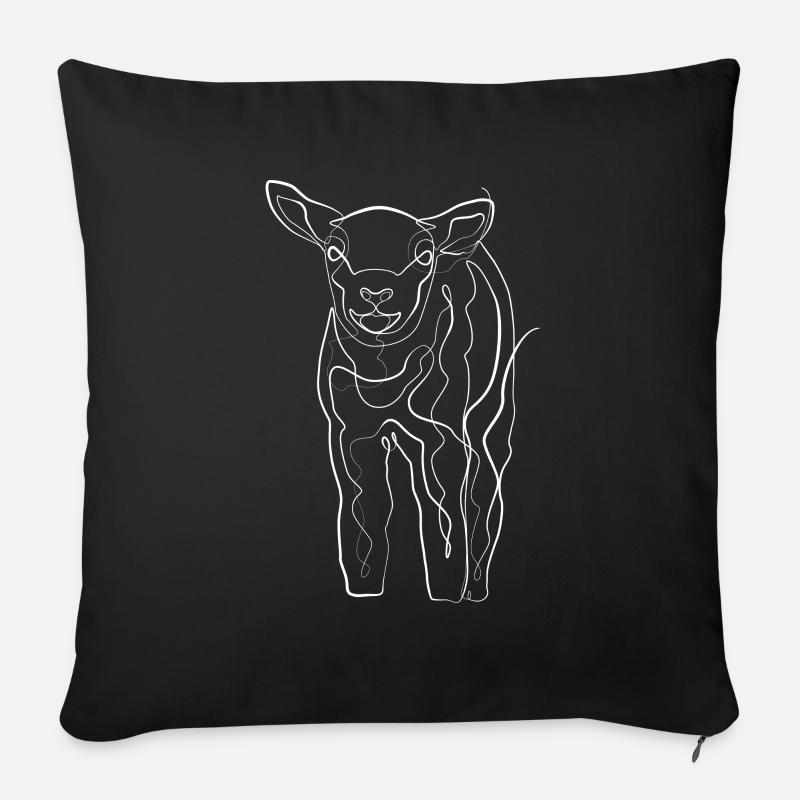 Lamm Hirte Tiermotiv - one line drawing - Sofakissenbezug 45 x 45 cm - Schwarz