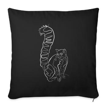 Lemur Madagascar - one line drawing - Housse de coussin décorative 45 x 45 cm - noir - Devant